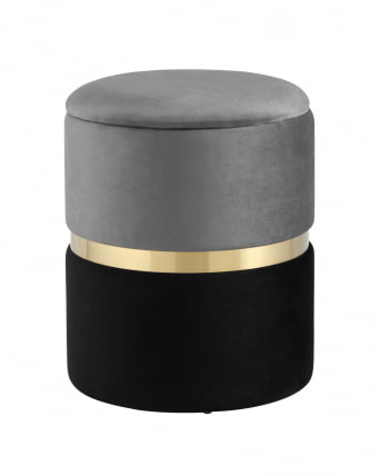 Пуф Кэрри с ящиком велюр Серо-черный_0