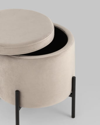 Пуф Грейс с ящиком велюр Серо-бежевый_3