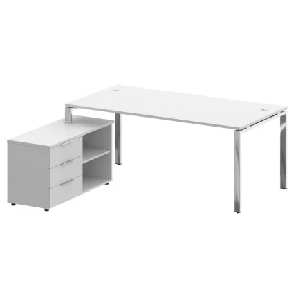 Стол рабочий руководителя с опорной тумбой левый METAL SYSTEM DIRECT БГ.СРТ-5.9 Л Белый_0
