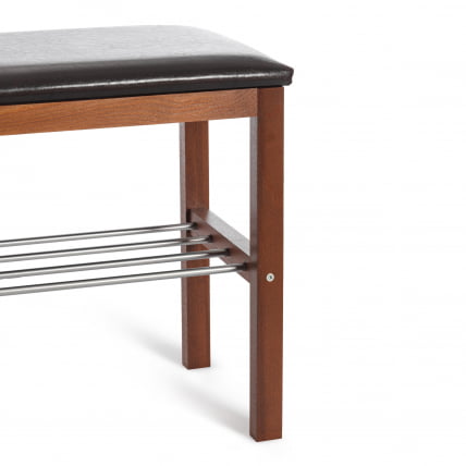 Банкетка BERYL дерево / экокожа, 67*31*49 см, темный орех/коричневый_3