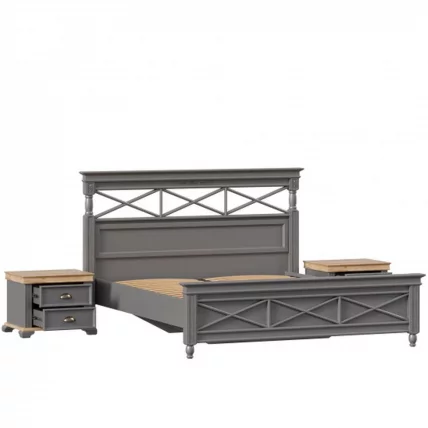 Кровать двуспальная 1600 Амели с тумбами Оникс серый_1