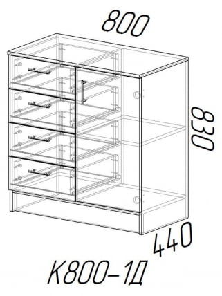 Комод К800-1Д Венге/Сосна Лоредо_1