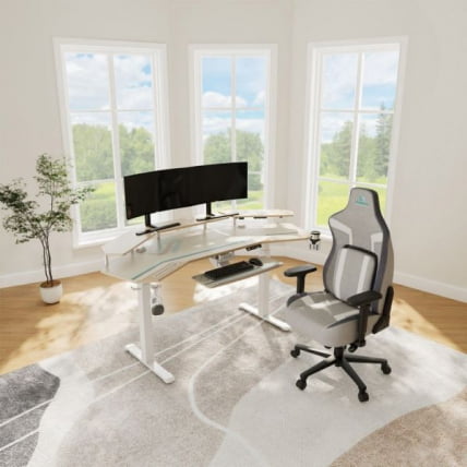 Стол для компьютера (для геймеров) с подставкой под клавиатуру и электрической регулировкой по высоте Eureka ERK-ED71-MW_17