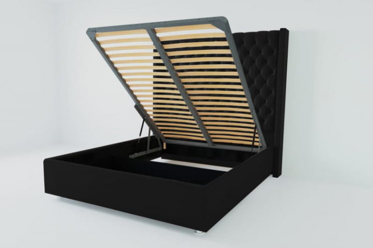 Мягкая интерьерная кровать "Версаль Люкс" с подъемным механизмом Материал фасада: Искусственная кожа; Спальное место: 2000х2000 мм; Цвет фасада: Кольт Ч; Цвет корпуса: Кольт Ч _0