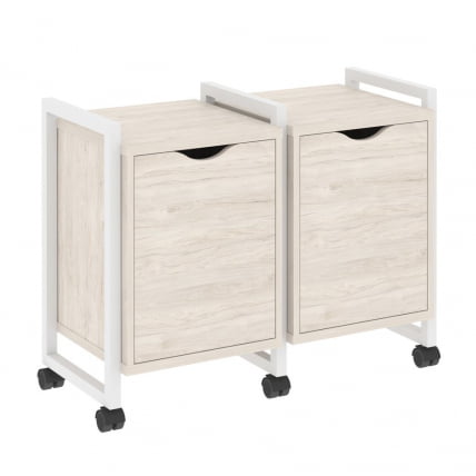 Тумба на колесных опорах наборная. Вариант №2 LOFT VR.L-TN-2.K Металл белый Денвер светлый_0