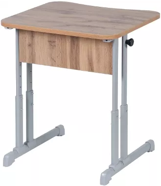 Парта одноместная эргономичная (рост 6) Белая ЛДСП/Серая кромка/Металл Серый_0
