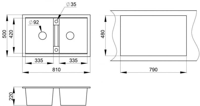 Кухонная мойка GRANULA 8101 Пирит_1