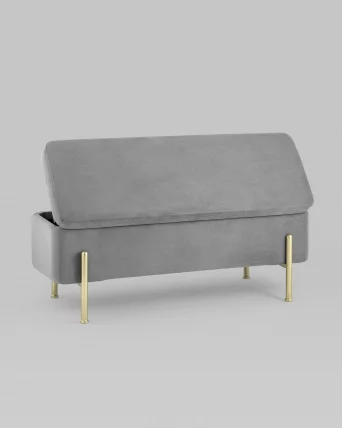 Банкетка с ящиком Болейн gold велюр Серый_5