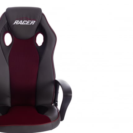 Кресло RACER кож/зам/ткань, металлик/бордо, 36/13_5