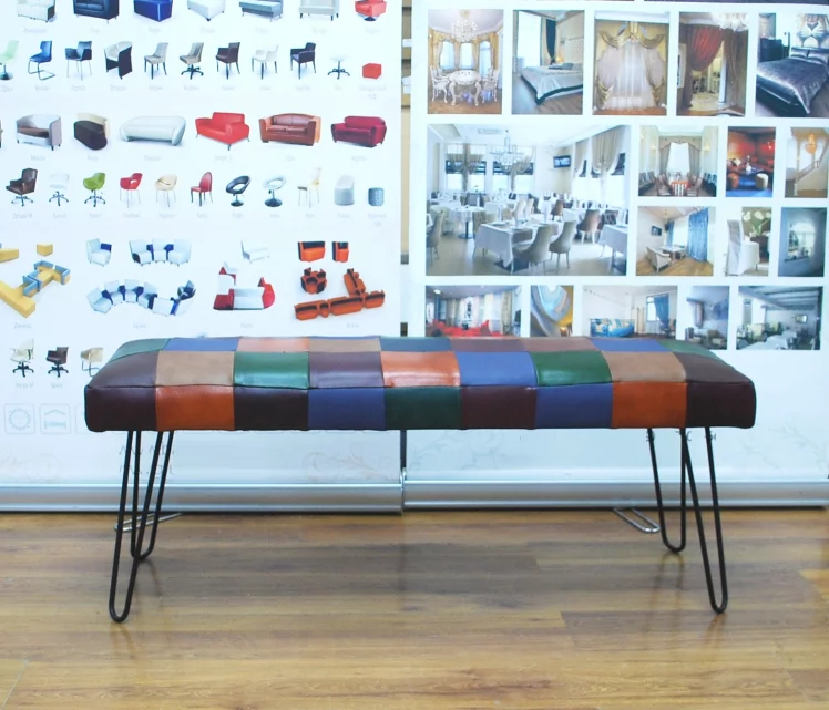 Банкетка Лейд 1200x400 натуральная кожа пэчворк_2