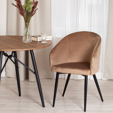 Кресло LA FONTAIN (mod. 004) вельвет/металл, 60 х 57 х 84 см , коричневый (HLR11)/черный_9