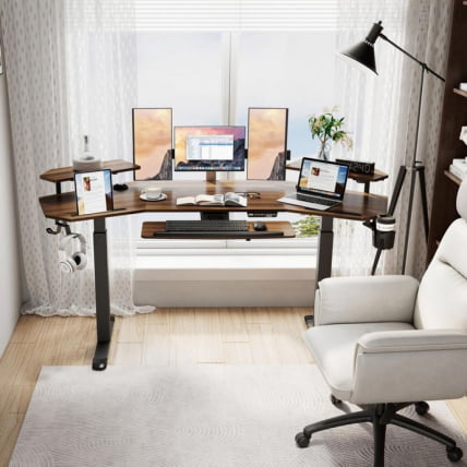 Стол для компьютера (для геймеров) с подставкой под клавиатуру и электрической регулировкой по высоте Eureka ERK-ED71-WN_7