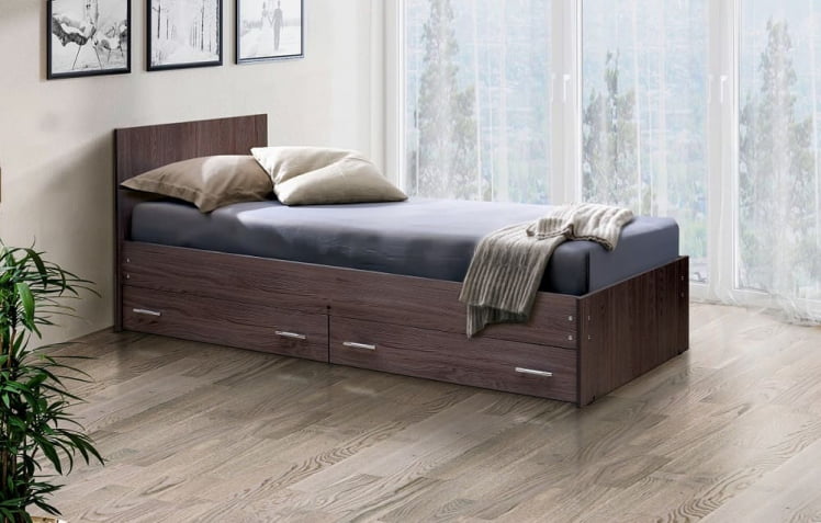 Кровать с ящиками на уголках №4 ЛДСП 800*2000 Ясень Анкор темный_0