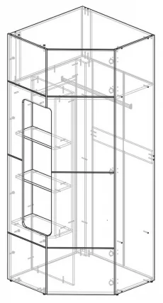 Шкаф угловой с полками Палермо Юниор 08 Белый глянец Ясень шимо светлый Синий_3