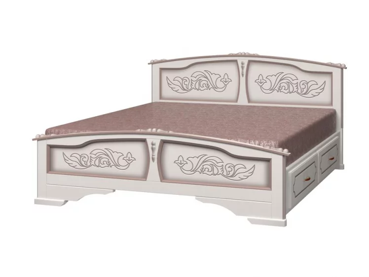 Кровать Елена 200х140 с выкатными ящиками Дуб молочный_0