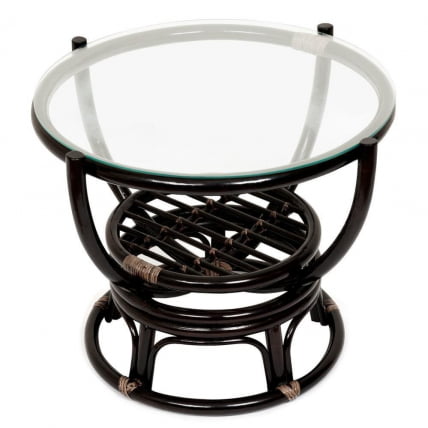 Столик журнальный со стеклом BENOA 5005 Antique brown (античный черно-коричневый)_0