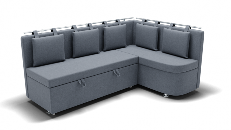 Кухонный диван Париж-2 без спального места угол левый/правый (ЗР) Цвет фасада: Серый; Тип: Левый/правый; Материал фасада: Металл/Велюр_0