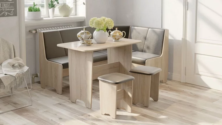 Кухонный уголок Техас Исп.1 Дуб Сонома/Экокожа коричневая_2