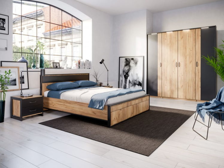 Шкаф одностворчатый с комбинированной дверью Техно ЛД 678.150.000.003 Дуб Золотой Черный_5