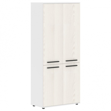 Шкаф с глухими средними и малыми дверьми EDIS EHCS 85.3 Ясень Траун Черный Белый_0