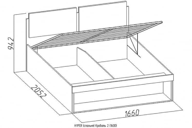 Кровать 2 (1600) HYPER Палисандр/Венге_1