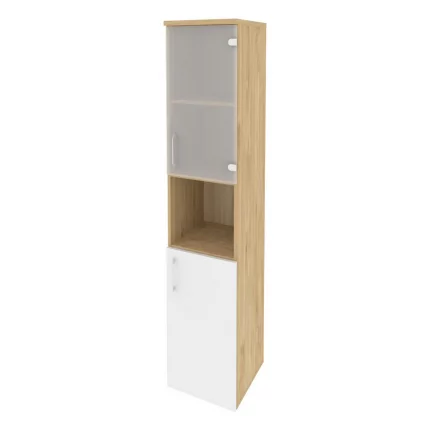 Шкаф высокий узкий правый ONIX O.SU-1.4(R) Тиквуд Светлый/Белый_0
