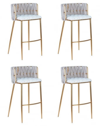 Стул барный ДОБРИН ЕММА ГОЛД (белый ПУ (Т-01), белая ткань (Ф-49)) 4 шт / DOBRIN EMMA GOLD PU (T-01), (F-49))_0