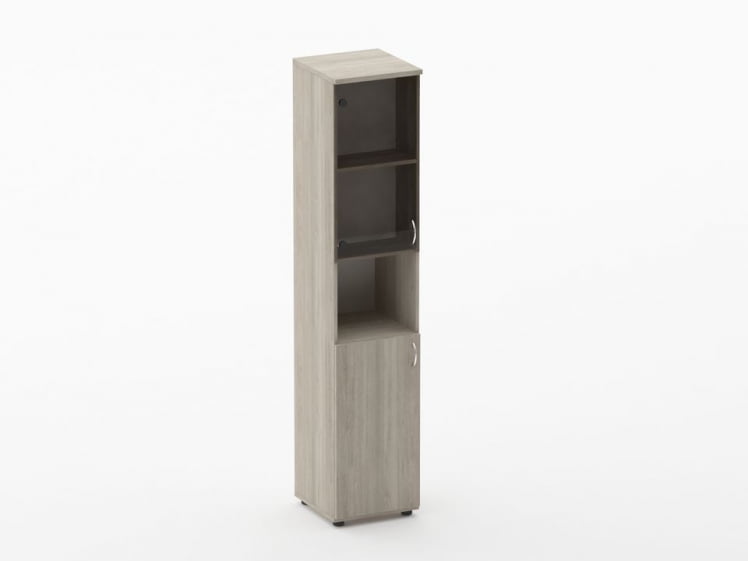 Шкаф высокий закрытый с нишей Twin 16.16.15Л Дуб Сантана светлый_0