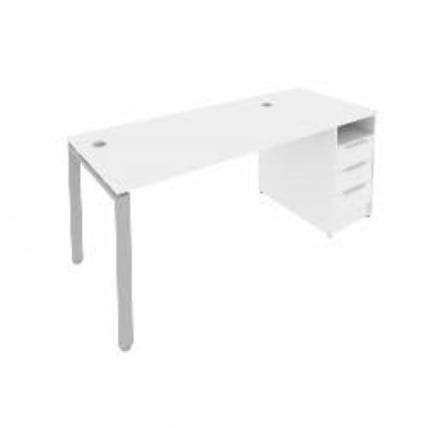 Рабочая станция с опорной тумбой Metal System Б.РС-СТП -1.3 Белый/Серый_0