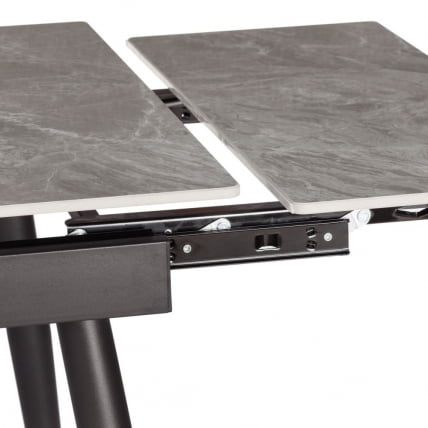 Стол обеденный Lord Grey/Лорд Грей столешница керамика (глянцевая) / опоры металл, серый/черный, (120+30+30)x80x75 см_2