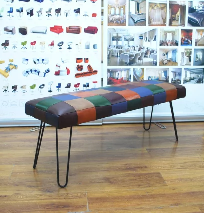 Банкетка Лейд 1200x400 натуральная кожа пэчворк_0