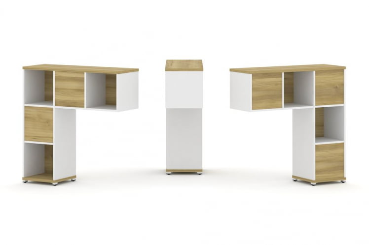 Надставка на стол низкая двухсторонняя + задняя стенка (5 шт.) CONCEPT CN.DNN-001 Дуб Винченцо Белый бриллиант Белый металл_0