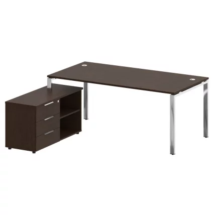 Стол рабочий руководителя с опорной тумбой левый METAL SYSTEM DIRECT БГ.СРТ-5.9 Л Венге Цаво_0