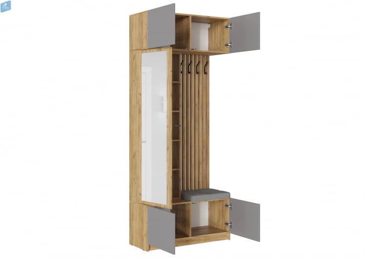 Прихожая БОСТОН дуб крафт золотой/Шифер серый_2