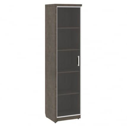 Шкаф узкий со стеклянной дверью левый WOOD&STONE СФ-534581 Бетон Чикаго темный Дрифтвуд_0