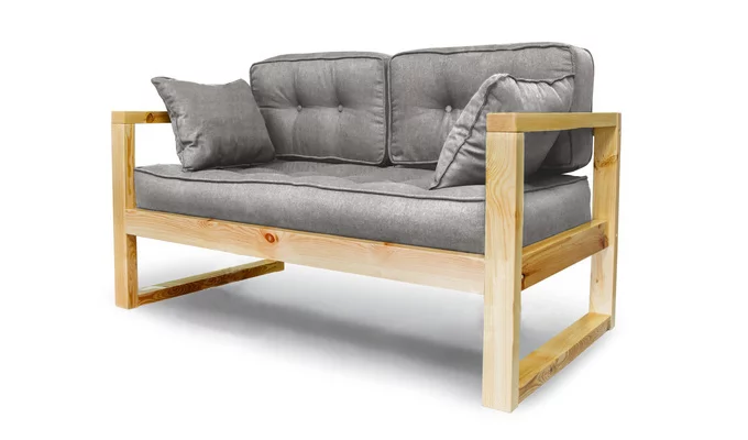 Диван двухместный DEmoku Д-2 серый-натуральный_0