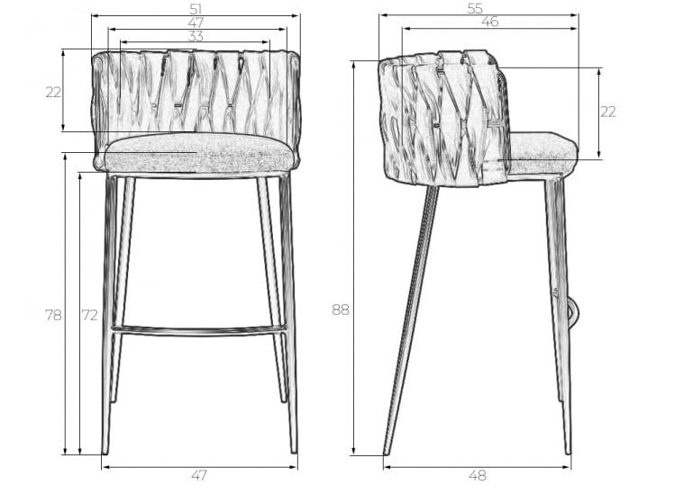 Стул барный DOBRIN EMMA GOLD (белый PU (T-01), белая ткань (F-49))_8