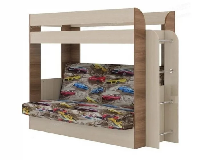 Двухъярусная кровать с диваном Карамель 75 Ясень шимо темный Ясень шимо светлый_0