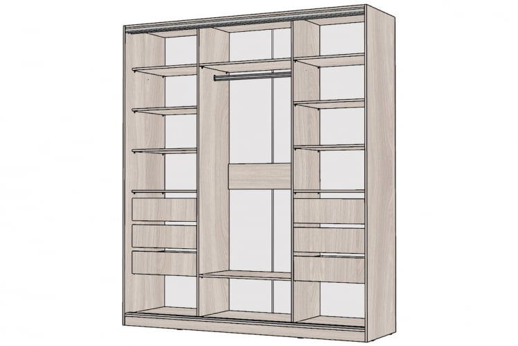 Шкаф-купе 3-х дверный Виктория 2000х584х2300, Ясень шимо светлый 20ДЗДЗДЗ-ЯЯПП-Яшс 310-3311_1