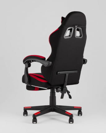 Кресло спортивное TopChairs Prophet с оттоманкой ткань черно-красный_6