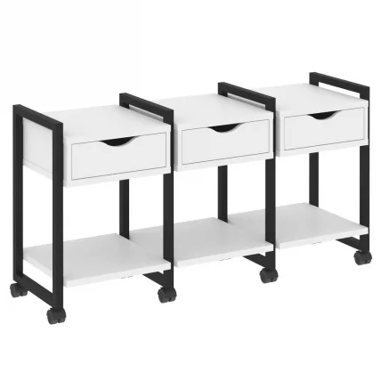 Тумба на колесных опорах наборная. Вариант №4 LOFT VR.L-TN-4.K Металл черный Белый Бриллиант_0