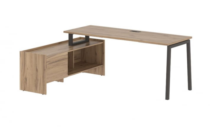 Стол с тумбой EDIS ELCT 19614 Дуб Денвер светлый Мокко_0