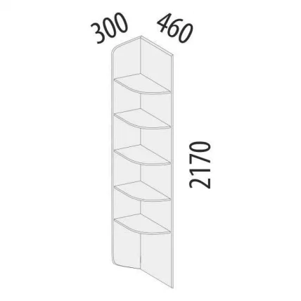 Стеллаж угловой Эверест 500.05 левый Дуб Кронберг/Белый шпон_1