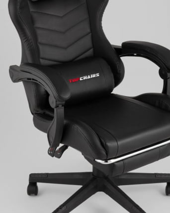 Кресло спортивное TopChairs Prophet с оттоманкой черный_7