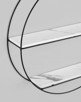 Полка Luna черная Белый мрамор_4