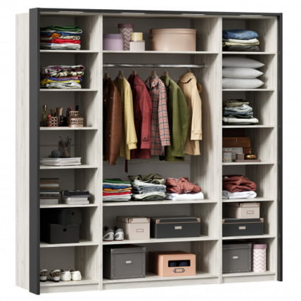 Шкаф четырехстворчатый с паспарту Техно 14 Дуб Крафт белый_1