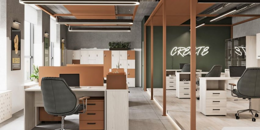 Комплект офисной мебели LEMO №7 Сосна Скандинавия Карамель нюд_2