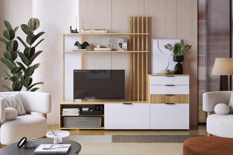 Гостиная ГК03Бери дуб крафт золотой/белое дерево_0