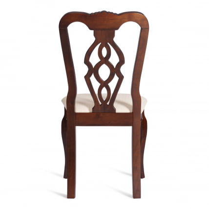 Стул Афродита/ Aphrodite дерево гевея, 46х54х99см, Cappuchino , ткань кремовая с рисунком (А04)_3