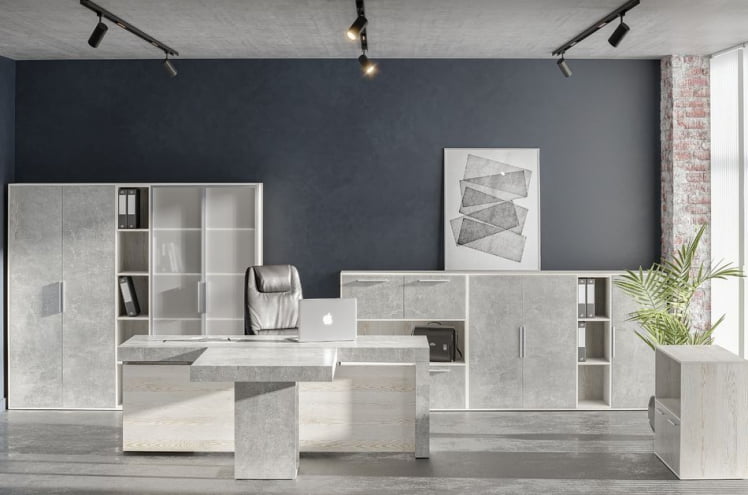 Шкаф средний 3 створки, с нишей B-TONE BTN36152231 Сосна Бетон светлый_1